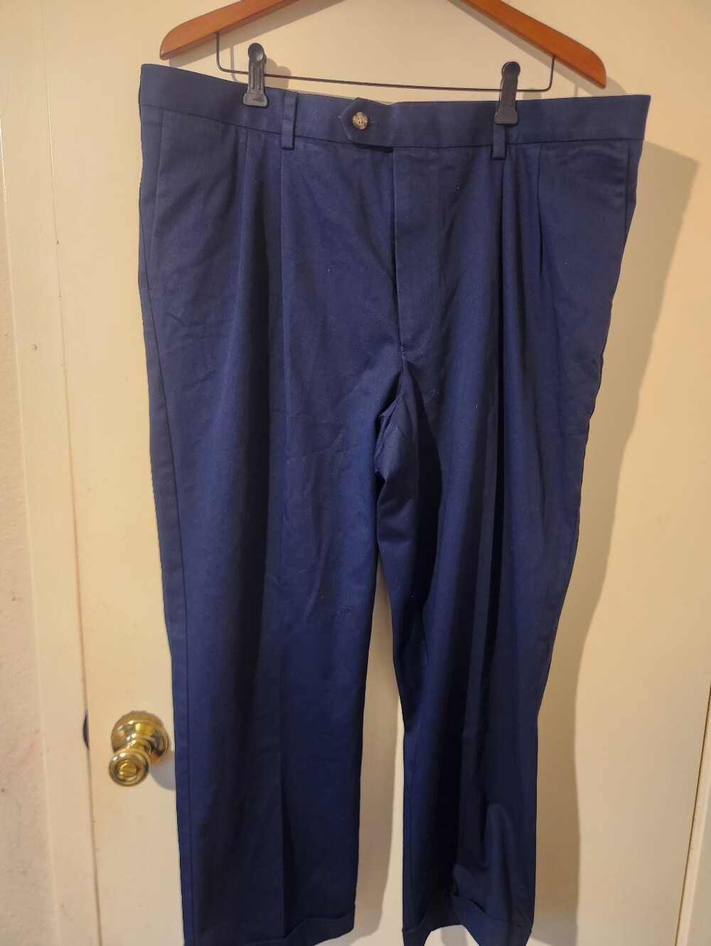 Roundtree & Yorke Men's Navy Pleated Dress Pants